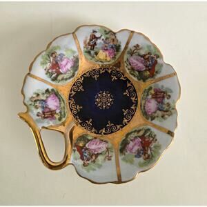 Vintage ISCO Hand Painted Porcelain Candy Trinket Dish – Courting Scenes & Gold